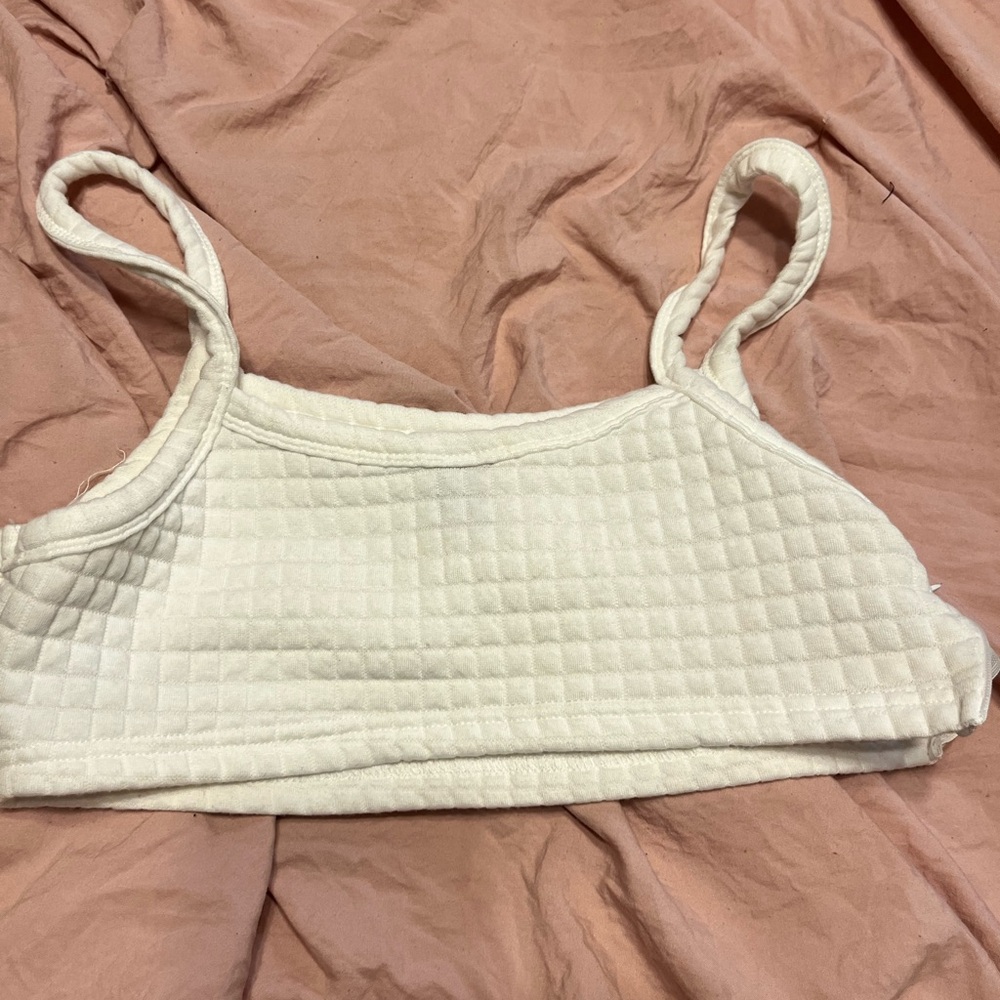 Cream Quilted Crop Top